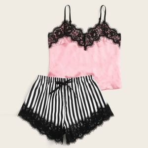 Intimate/sleepwear pink top black and white bottom